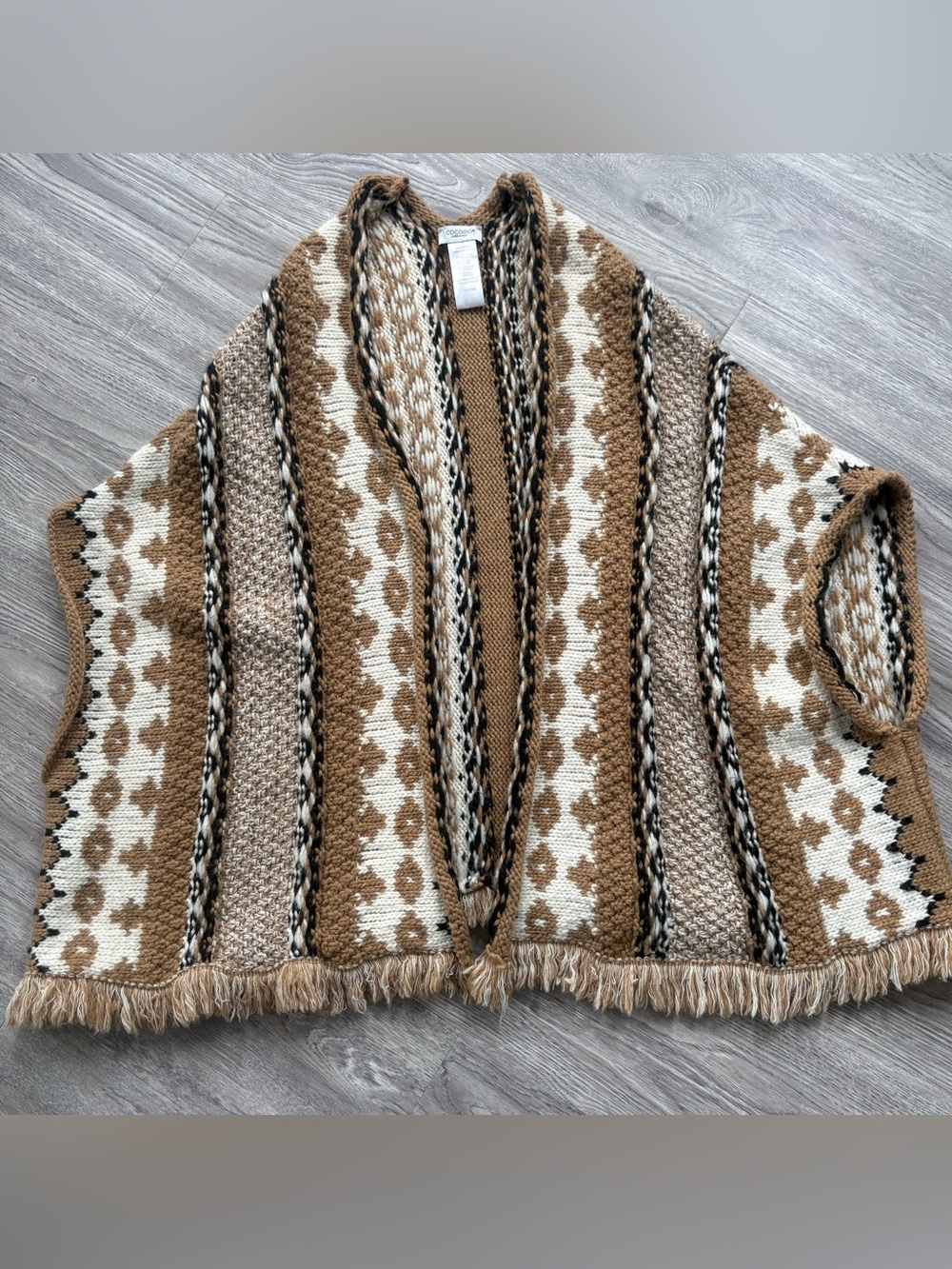 Cocogiò Italy Knit Fringe Poncho Vest One Size Southwest Bohemian